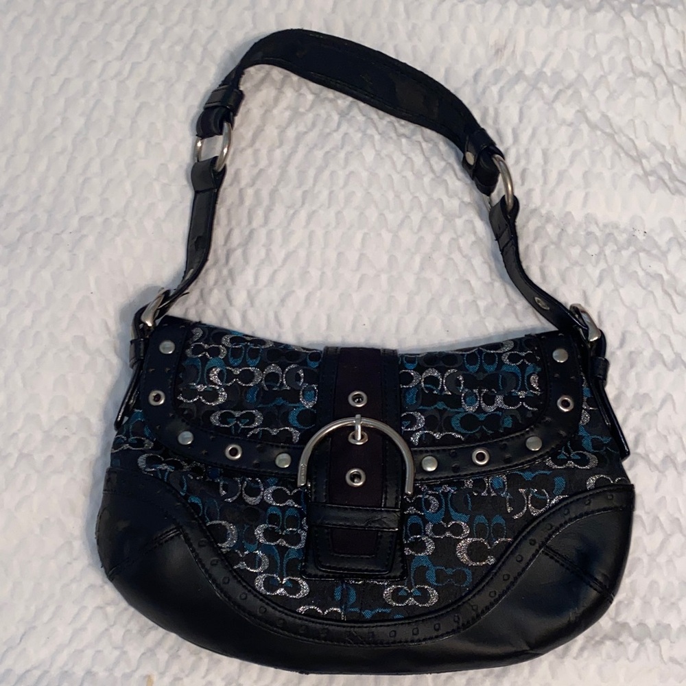 Coach Black and Blue Signature Shoulder Bag